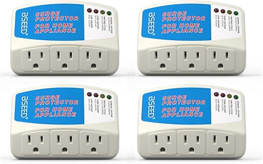 4-Pack 3-Outlet Surge Protectors for Home Electronics