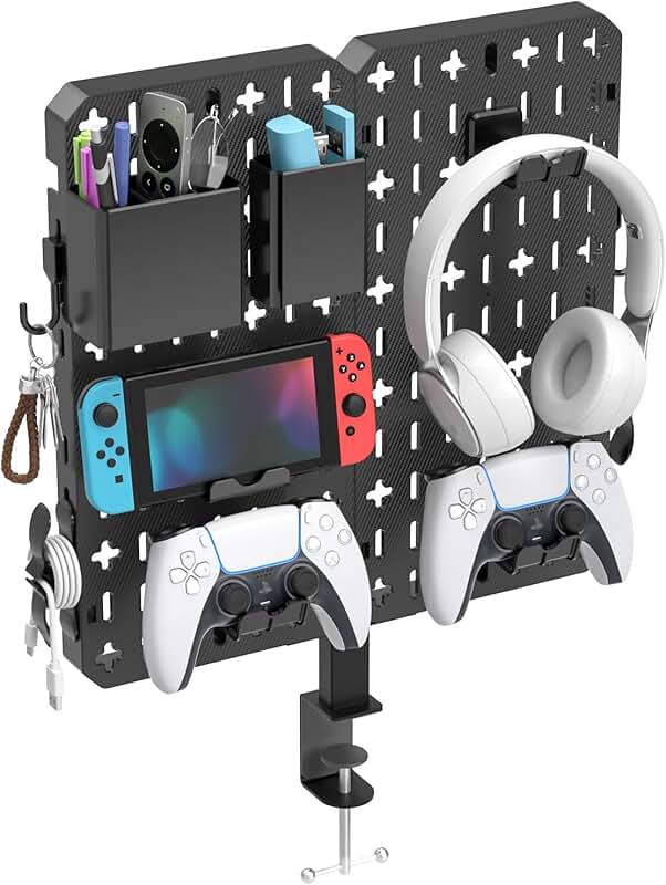 7-in-1 Clamp-on Desk Pegboard for Storage and Organization