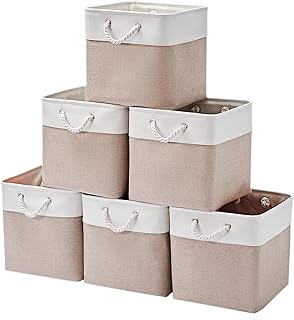 Set of six 13x13 inch fabric storage bins