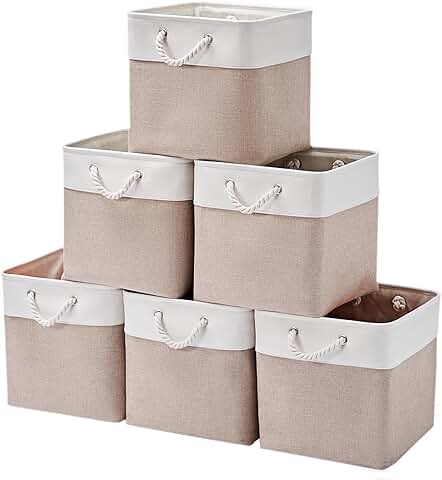 Set of six 13x13 inch fabric storage bins