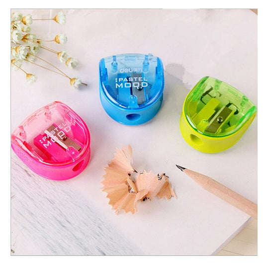 Set of 5 colorful plastic hand-held pencil sharpeners