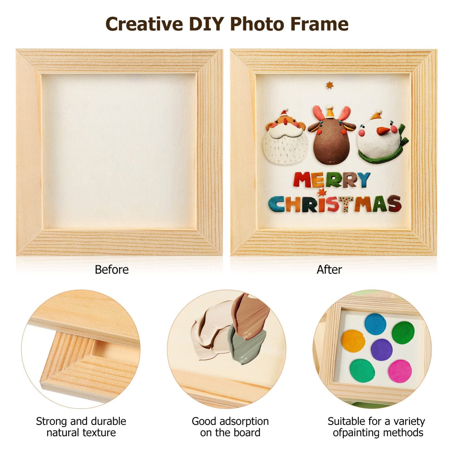 10Pcs Unfinished Wooden Picture Frames 12x12cm