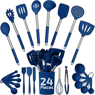 24-Piece Silicone Kitchen Utensil Set in Blue