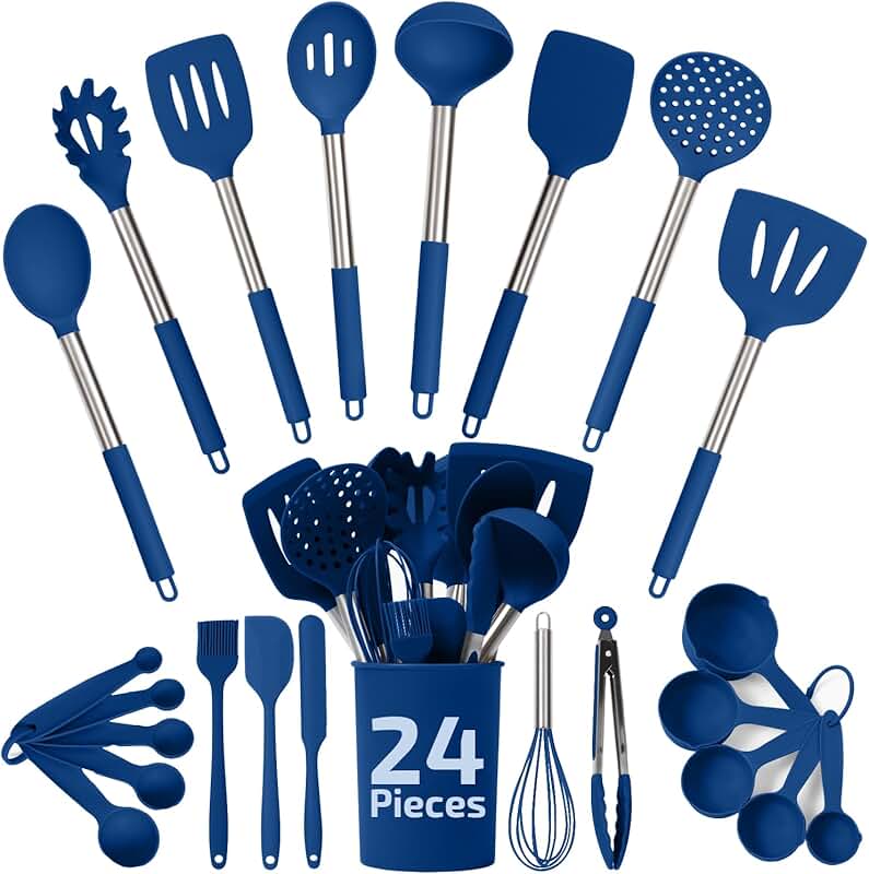 24-Piece Silicone Kitchen Utensil Set in Blue