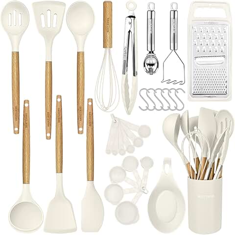 29-Piece Non-Stick Silicone Kitchen Utensil Set with Holder