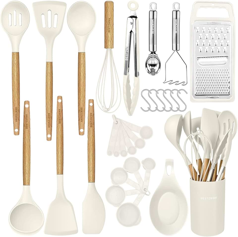 29-Piece Non-Stick Silicone Kitchen Utensil Set with Holder