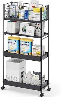 Slim 4-Tier Metal Rolling Storage Cart