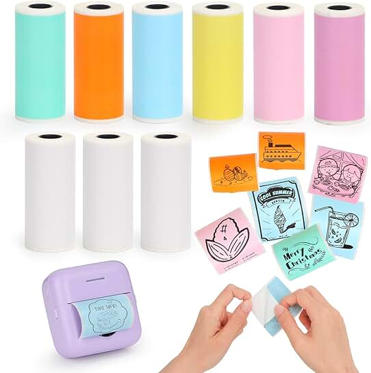 Set of 9 Mini Thermal Printer Sticker Rolls