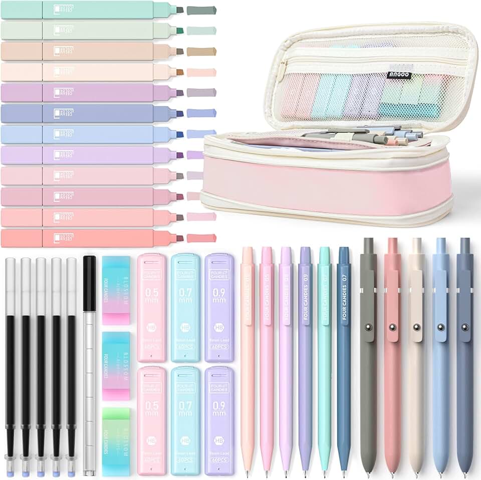 39-Piece Aesthetic School Supplies Set with Pen Case