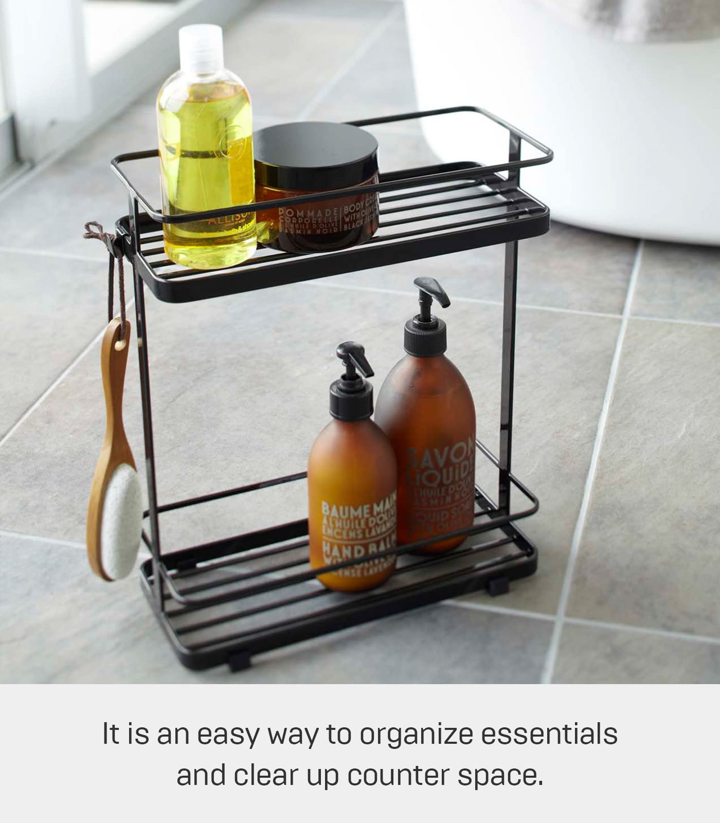 home 6791 Bath Rack-Bathroom Shower Storage Holder, Caddy Shelf Organizer, One Size, Black