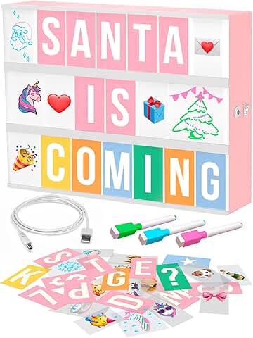 Pink Light Box with 312 Letters and Emojis