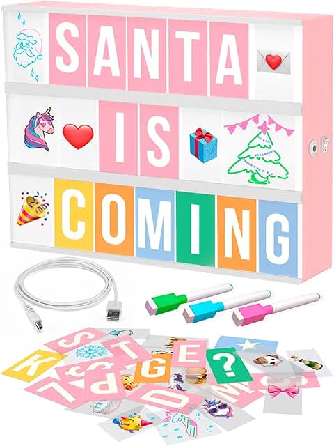 Pink Light Box with 312 Letters and Emojis
