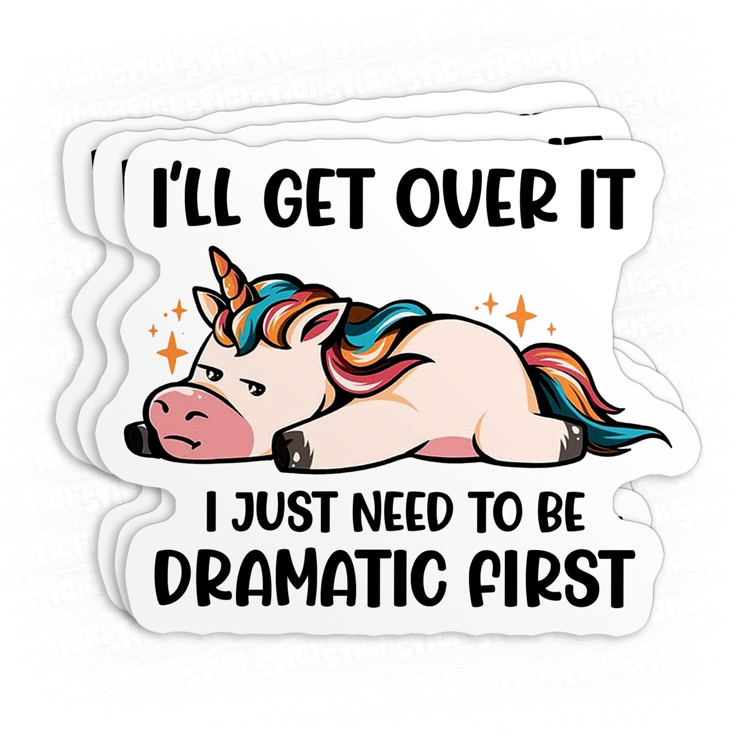 Funny unicorn drama lover decal, 3 inches