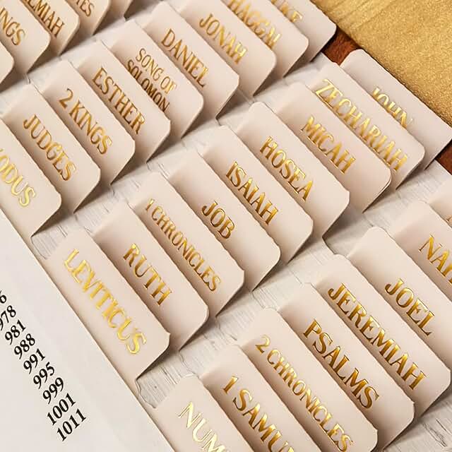 Gold Foil Bible Chapter Index Tabs for Easy Navigation