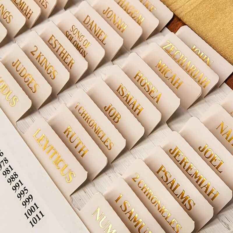 Gold Foil Bible Chapter Index Tabs for Easy Navigation