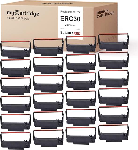 24 Black and Red Ribbon Cartridges for Printer
