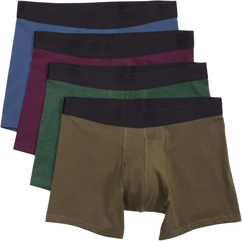 Set of four men's low-rise boxer briefs with vertical fly