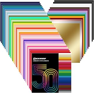 50 Pack 12x12 Inch Adhesive Vinyl Sheets in Assorted Colors