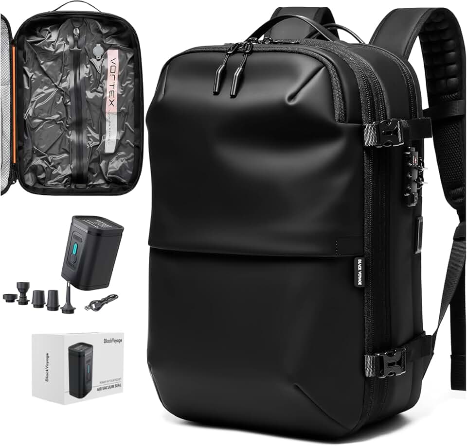 Expandable 60L Water-Resistant Travel Backpack with Lock