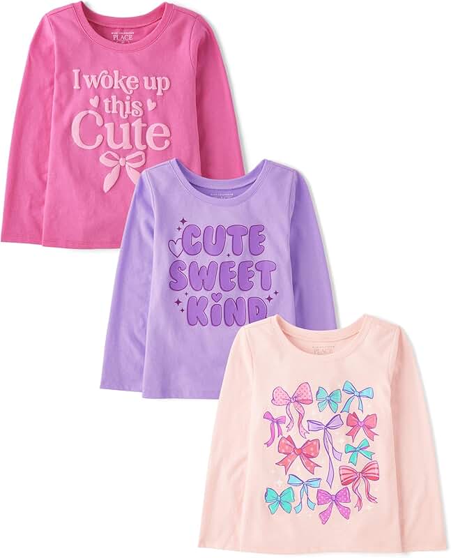 Girls' and Toddler Long Sleeve Graphic T-Shirts Multipack