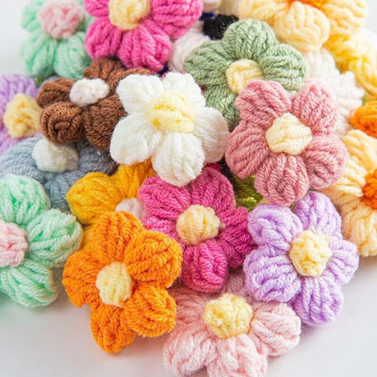 100 Crochet Puff Flowers for Crafts and Accessories