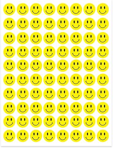 2000 Yellow Smiley Face Dot Stickers, 1/2 Inch