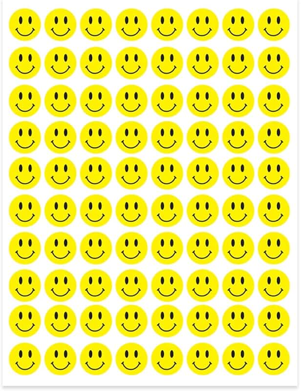 2000 Yellow Smiley Face Dot Stickers, 1/2 Inch