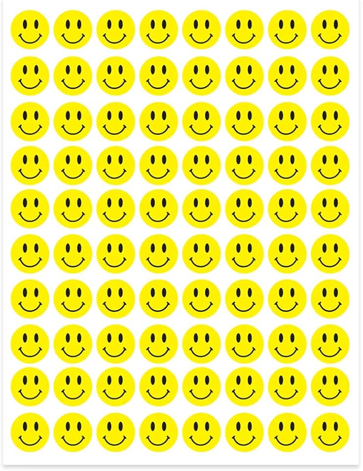 2000 Yellow Smiley Face Dot Stickers, 1/2 Inch