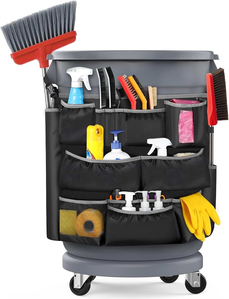 Large 3-Tier Cleaning Supplies Organizer with 15 Pockets