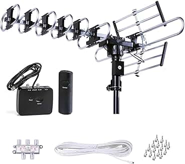 Outdoor HD TV Antenna with 200-Mile Range and Remote