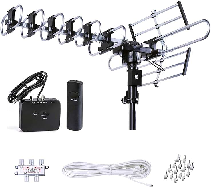 Outdoor HD TV Antenna with 200-Mile Range and Remote