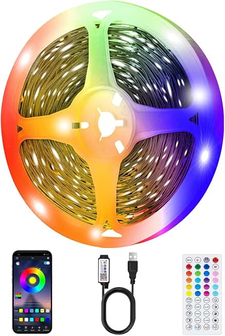 32.8ft RGB LED Strip Lights with Remote and App