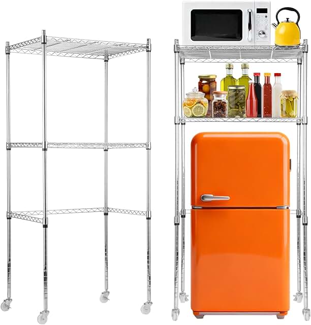 Two-Tier Mini Fridge Shelf with Lockable Wheels