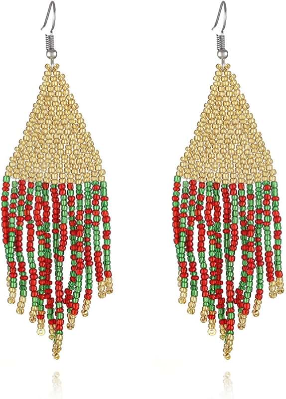 Colorful Beaded Tassel Drop Earrings for Women