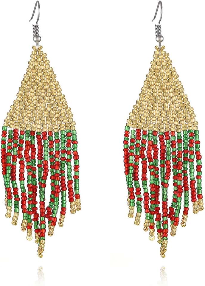 Colorful Beaded Tassel Drop Earrings for Women