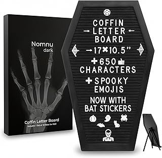 Coffin-Shaped Board with Bat Stickers and Emojis
