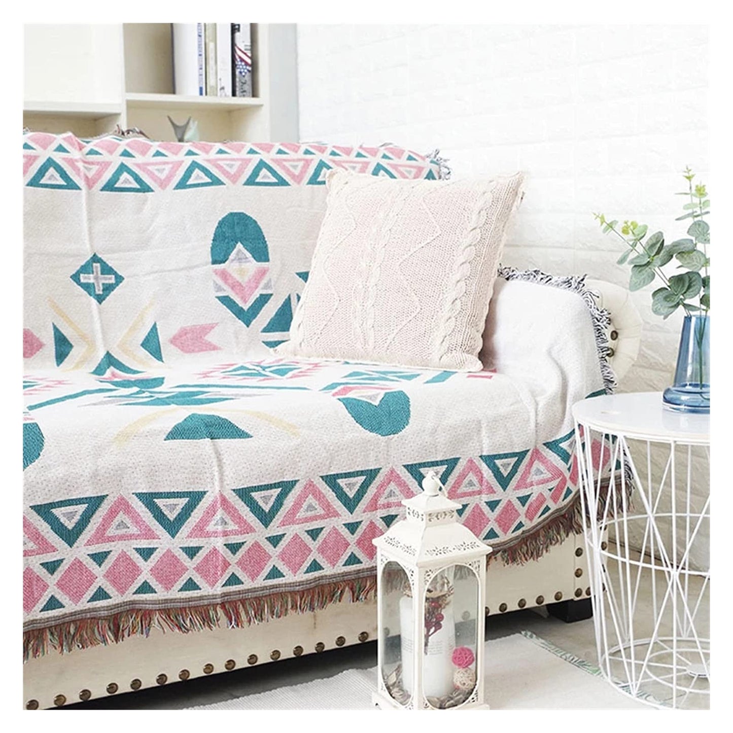 Geometry Tel Sofa Cover Home Blanket Washable Sofa Towel Retro Throw Bkankets for Adult Color  B, Size  160x220cm)