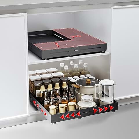 Adjustable Pull-Out Cabinet Organizer with Silent Slides
