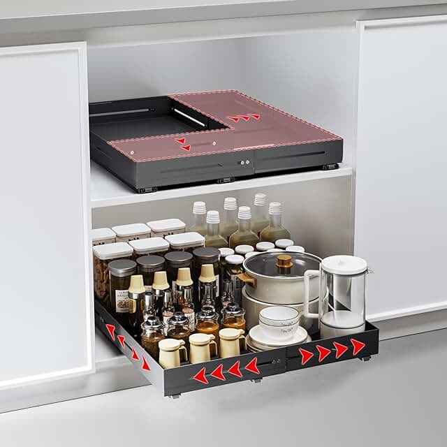 Adjustable Pull-Out Cabinet Organizer with Silent Slides