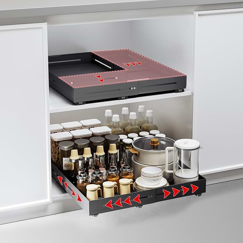 Adjustable Pull-Out Cabinet Organizer with Silent Slides