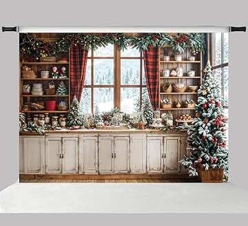 Christmas Kitchen Cupboard Photo Backdrop