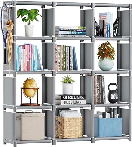 12-Cube Metal Book Shelf for Home and Office