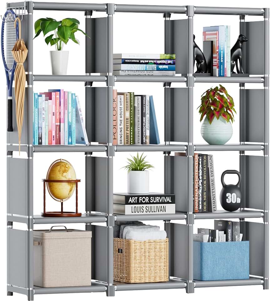 12-Cube Metal Book Shelf for Home and Office