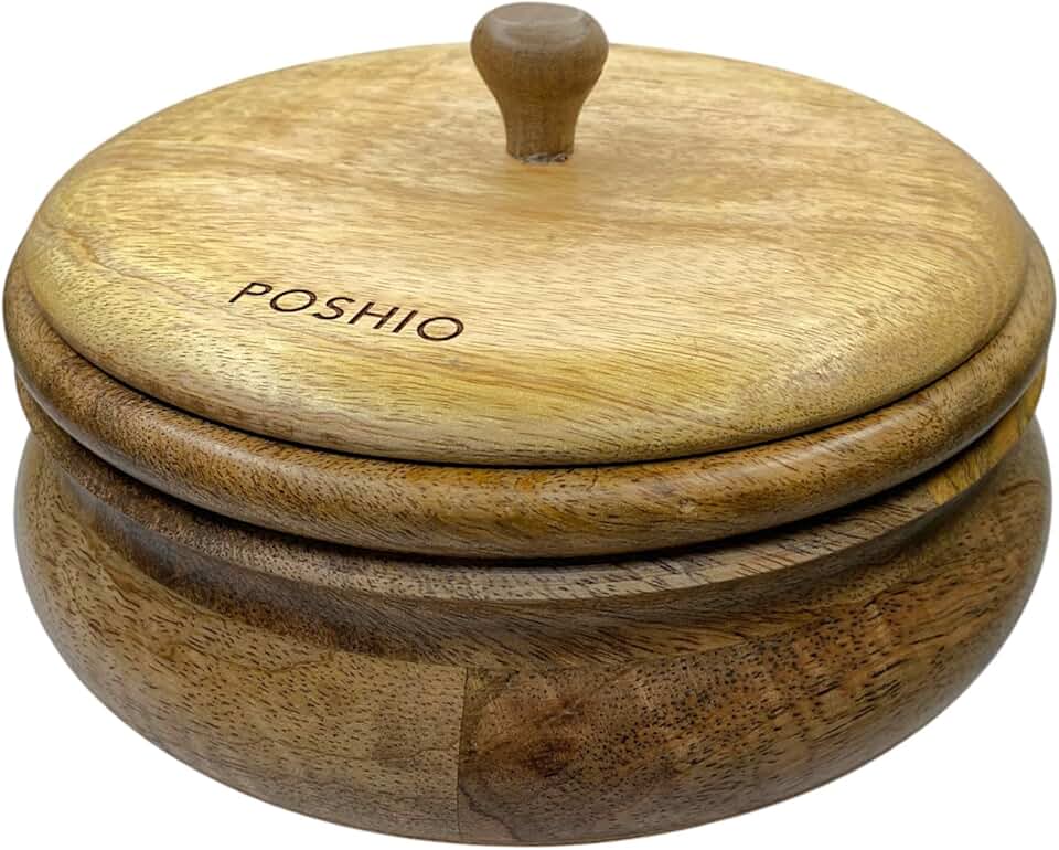 Wooden Casserole and Bread Storage Box with Ladle