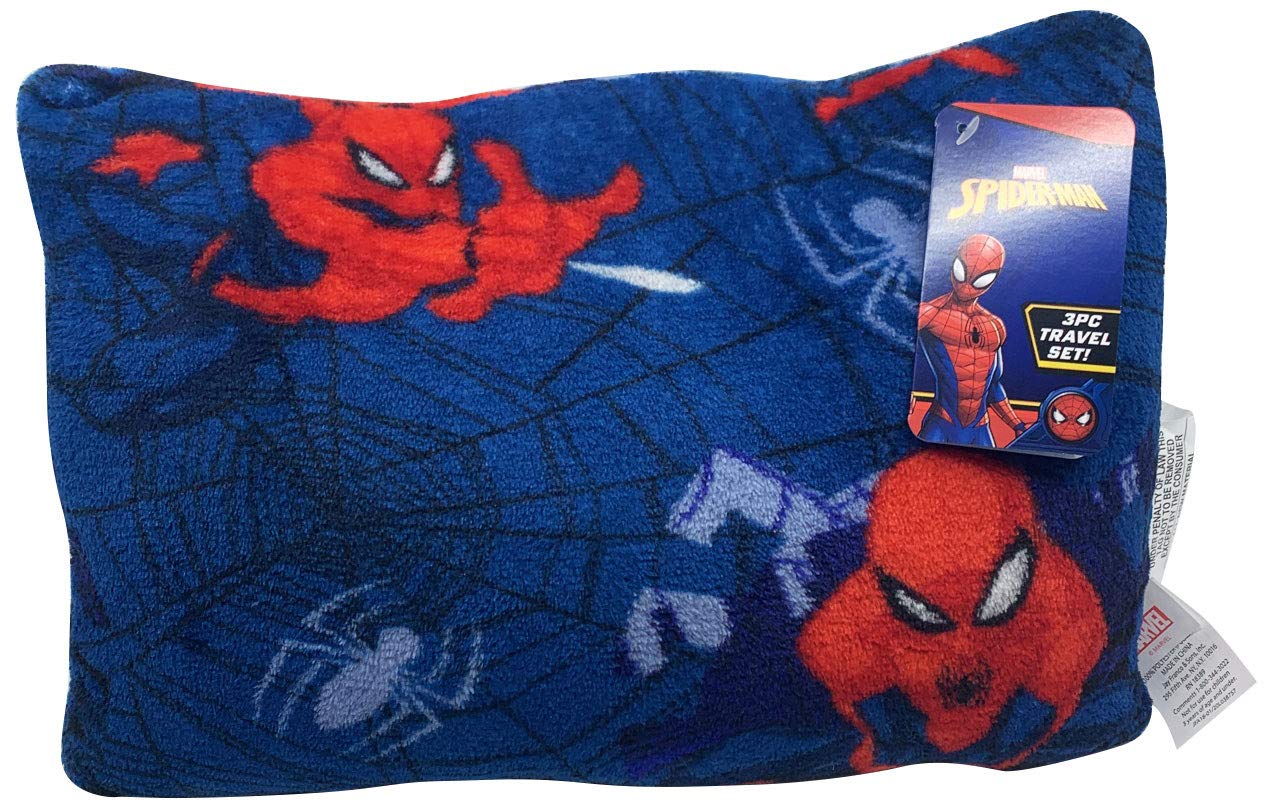 Marvel Spiderman Travel Set  3 Piece Kids Travel Set Includes Blanket, Pillow,  Plush Offical Marvel Product)