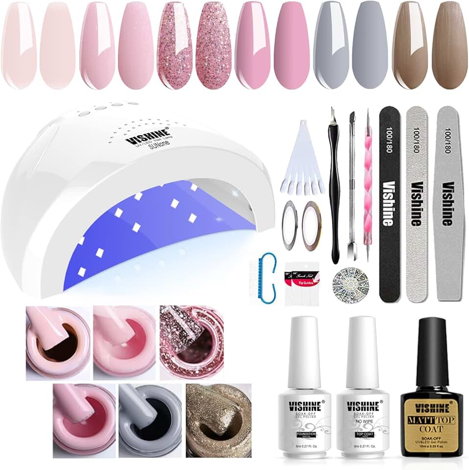 Gel Nail Polish Starter Kit with UV Lamp and Tools