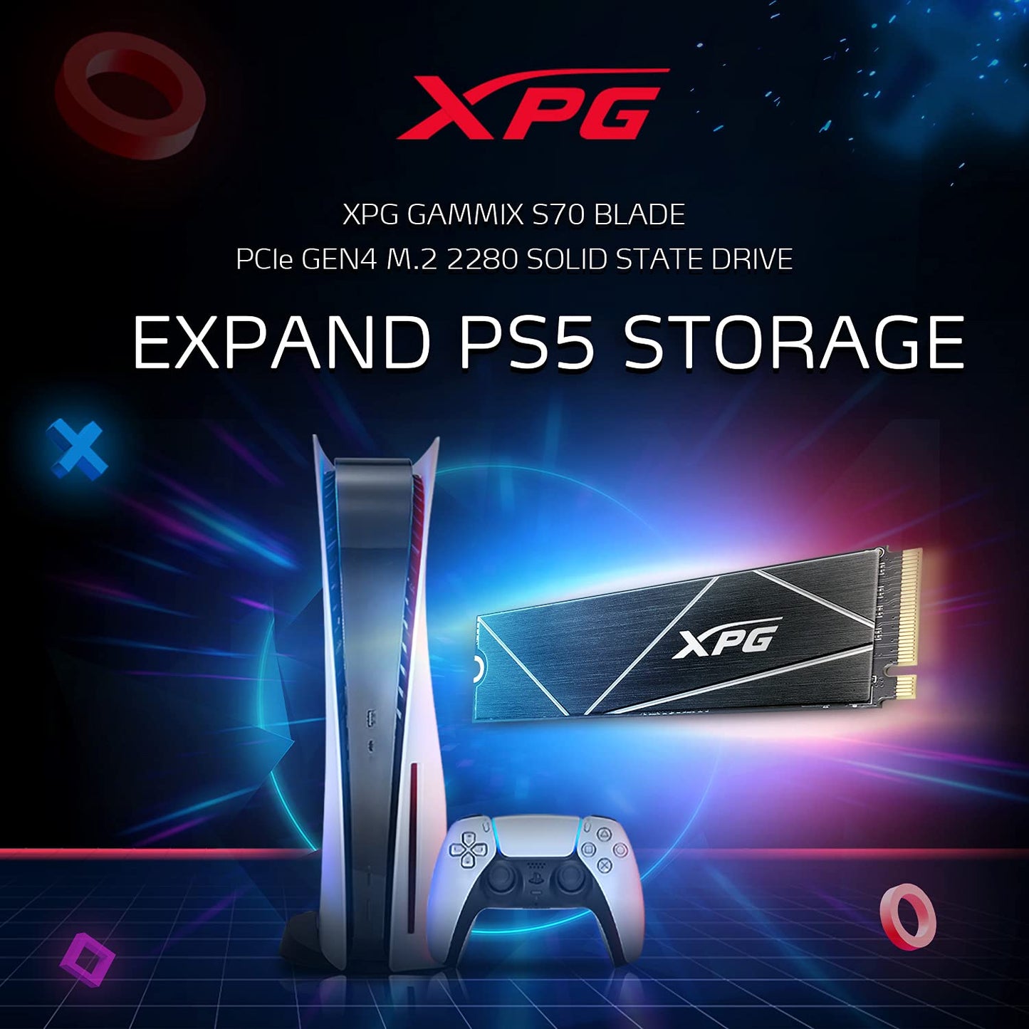1TB GAMMIX S70 Blade - Works with Playstation 5, PCIe Gen4 M.2 2280 Internal Gaming SSD Up to 7,400 MB/s (AGAMMIXS70B-1T-CS)