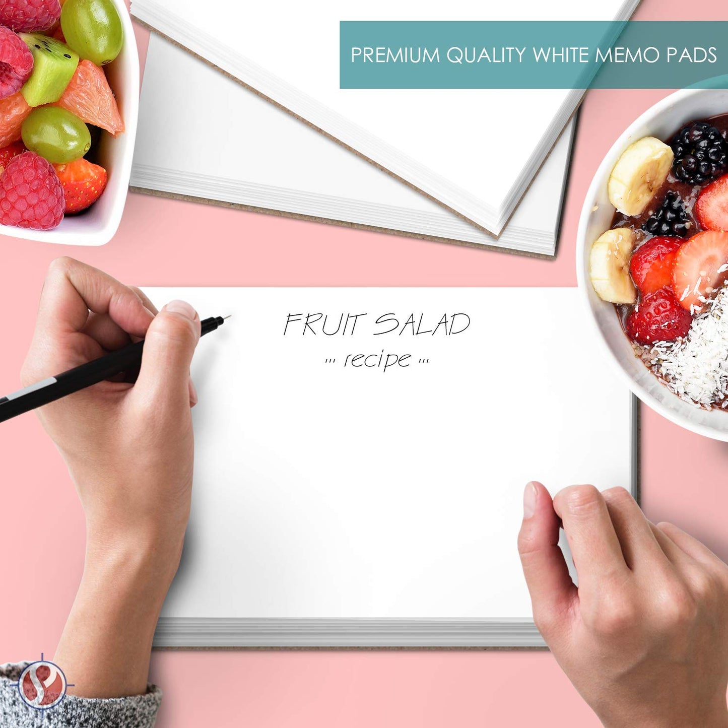 Set of 10 blank white memo pads, 5x7 inches