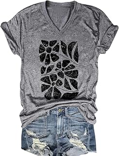 Women’s Summer Beach Top with Tree Print and V Neck