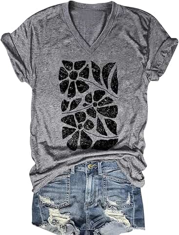 Women’s Summer Beach Top with Tree Print and V Neck
